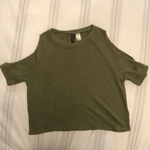 Olive open shoulder top